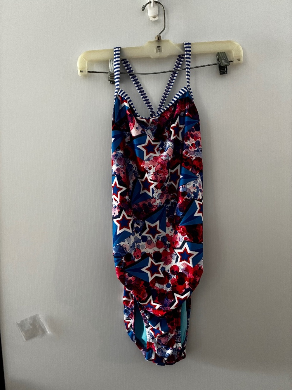Dolphin uglies women’s size 36, one piece, red, white blue swim bathing suit